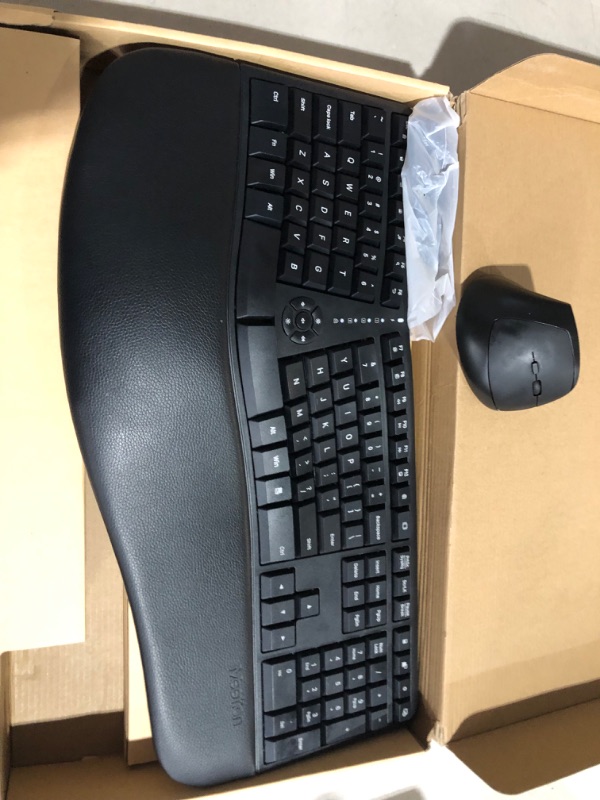 Photo 3 of MEETION Ergonomic Wireless Keyboard and Mouse, Ergo Keyboard with Vertical Mouse, Split Keyboard with Cushioned Wrist, Palm Rest, Natural Typing, Rechargeable, Full Size, Windows/Mac/Computer/Laptop