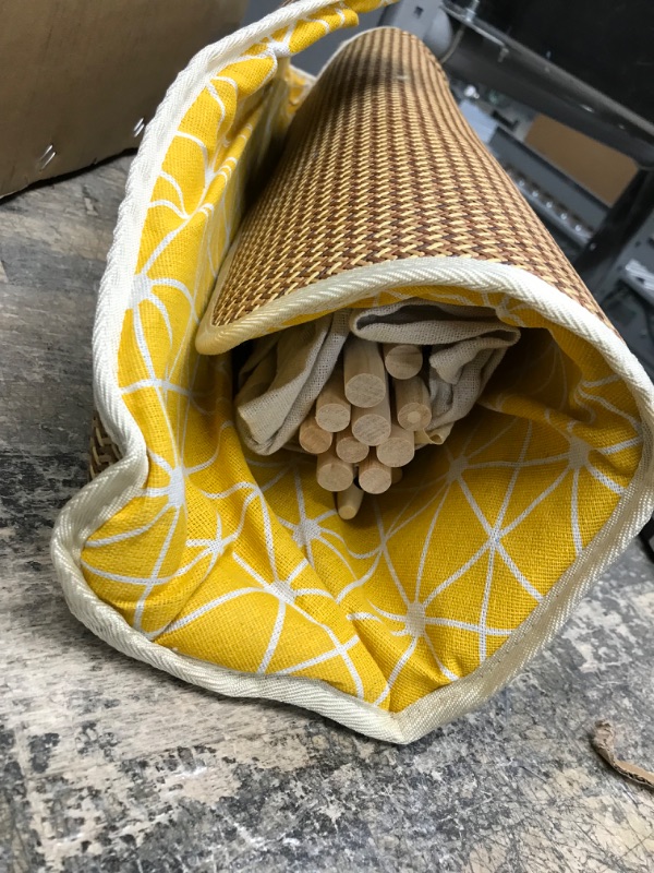 Photo 3 of POKO LOKO Pet Teepee - Cute Teepee Tent House for Your Cat or Small Dog Bed. Comes with a Cushion. Washable and Portable Pet Tent for Indoor and Outdoor Use. (Yellow Trellis)
