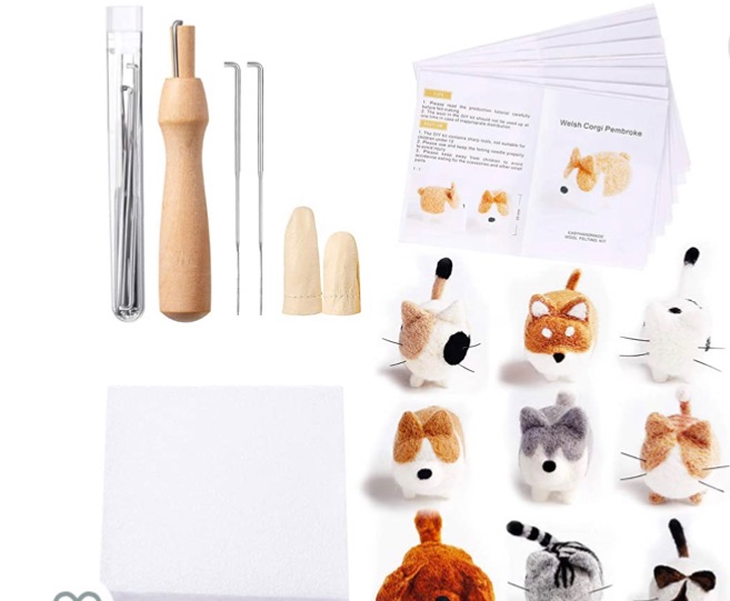 Photo 1 of 10 Pieces Needle Felting Kit for Beginner Starter with Instructions Doll Making Manual Felting Foam Mat and DIY Needle Felting Supplies for Children's Day Festival Crafts