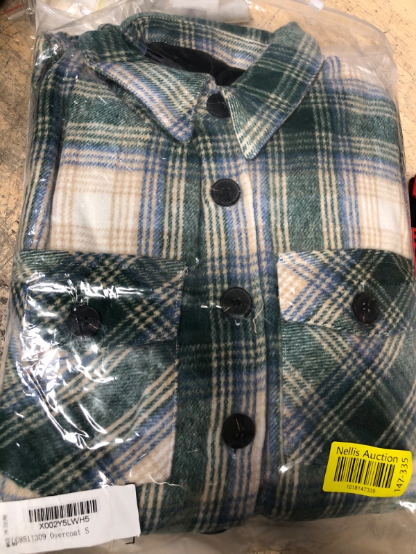 Photo 2 of GRAPENT Women's Oversized Plaid Button Down Shirt Quilted Lined Shacket Jacket Size:small