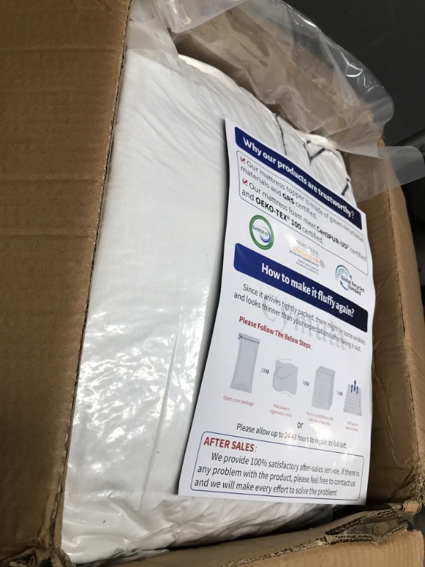 Photo 2 of **FACTORY SEALED**  CYMULA Mattress Topper King, Cooling Mattress Pad Cover, Extra Thick Pillow Top Mattress Topper with 8-21 Inch Elasticated Deep Pockets, Plush Down Alternative Fill Mattress Protector White King (78"x80")