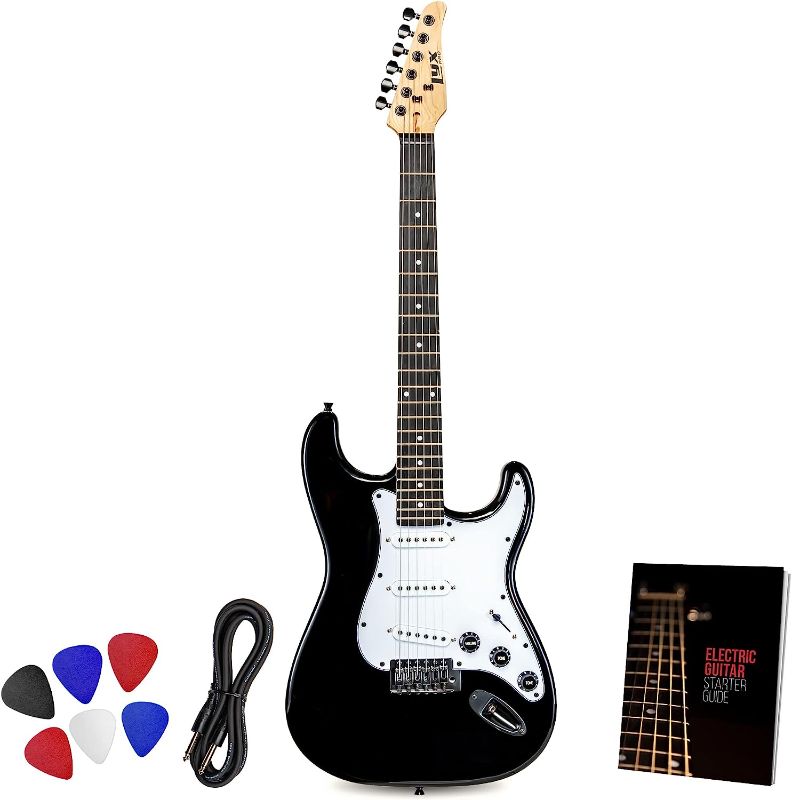 Photo 1 of LyxPro CS 39” Electric Guitar Kit for Beginner, Intermediate & Pro Players with Guitar, Amp Cable, 6 Picks & Learner’s Guide | Solid Wood Body, Volume/Tone Controls, 5-Way Pickup - Black