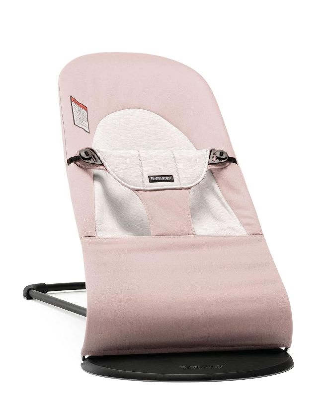 Photo 1 of BabyBjörn Bouncer Balance Soft, Light Gray Frame, Cotton/Jersey, Light Pink/Gray