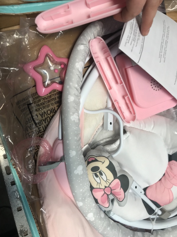 Photo 3 of Bright Starts Minnie Mouse Rosy Skies Cradling Baby Bouncer - Pink