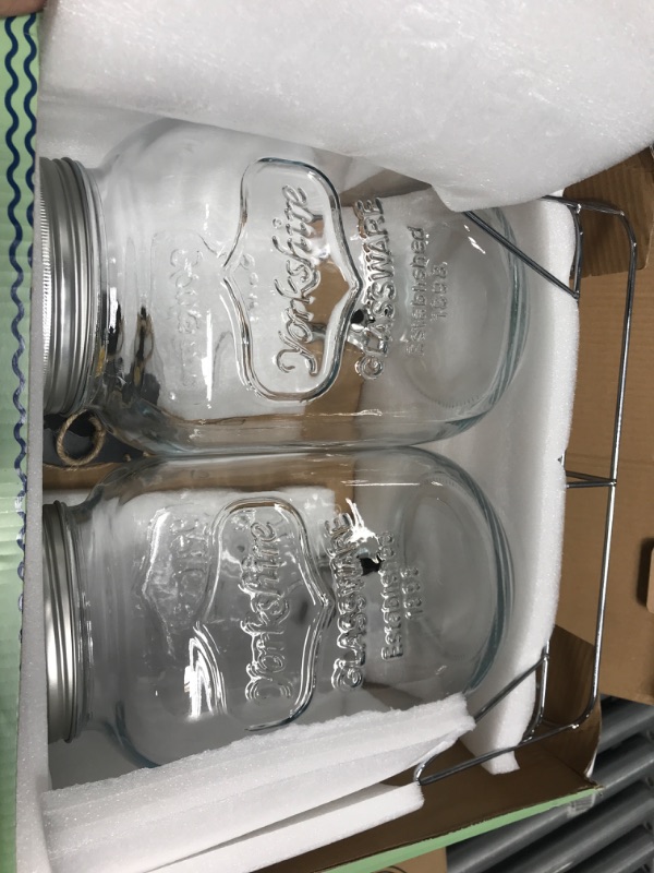 Photo 1 of 2 Pack of Outdoor Glass Beverage Dispensers with Sturdy Metal Bases & Stainless Steel Spigots - 2 Gallon Drink Dispensers for Lemonade, Tea, Cold Water, Laundry Detergent & More