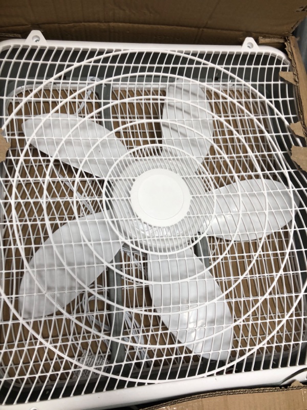 Photo 2 of 20” Box Fan, 3-Speed Cooling Table Fan with Aerodynamic Shaped Fan Blades, Convenient Carry Handle and Safety Grills, For Home Office Color: White