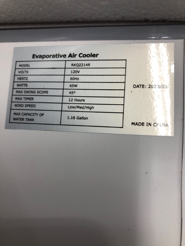 Photo 2 of TEMEIKE Evaporative Air Cooler, 3-IN-1 Portable Air Conditioners for 1 Room, Windowless Swamp Cooler w/ 3 Modes & 3 Speeds, Remote, 70° Oscillation, Timer, Evaporative Cooler for Room Office Home
