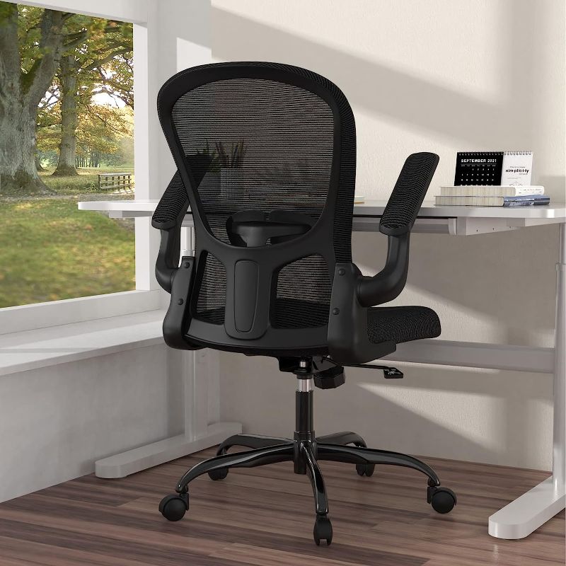 Photo 1 of  silybonErgonomic Comfort Swivel Task Chair for Home Office, Breathable Mesh Desk Chair, Lumbar Support Computer Chair with Flip-up Arms and Adjustable Height