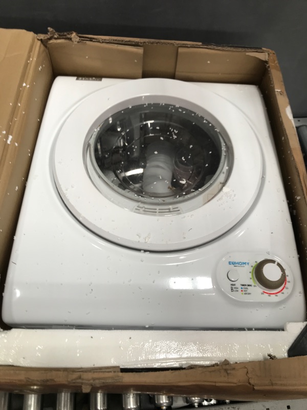 Photo 2 of ***NEEDS CLEANING***Euhomy 110V Compact Laundry Dryer, 1.4 cu.ft Front Load Stainless Steel Clothes Dryers with Stainless Steel Tub, Control Panel Downside Easy Control for 4 Automatic Drying Mode, White
