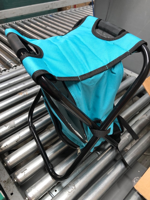 Photo 2 of *** USED *** Back Pack Chair or Cooler Chair, Portable Lightweight Stool for Fishing Essentials, Field Concert Seat, Cool Gear Travel, Ultralight Camp Stool, Hiking, Fishing Backpack for Women, Teal One Savvy Girl