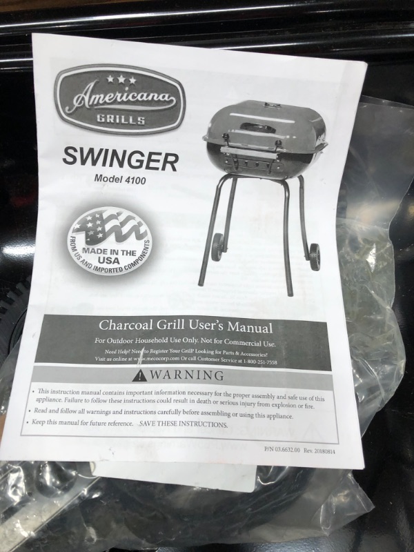 Photo 4 of *** NEW *** Americana The Swinger with an adjustable six-position cooking grid in red
