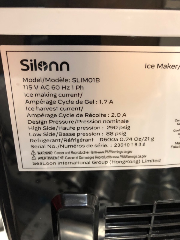 Photo 6 of *** USED *** ** TESTED POWERED ON ** Silonn Ice Makers Countertop 9 Bullet Ice Cubes & Brita Standard Everyday Water Filter Pitcher, White, Large 10 Cup, 1 Count