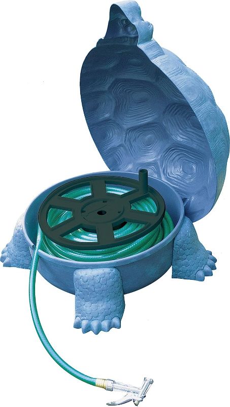 Photo 1 of **MISSING ONE LEG** Emsco Group 1561 w Reel – 100-Ft Capacity Darwin The Galapagos Turtle Hose Hider, Multicolor
