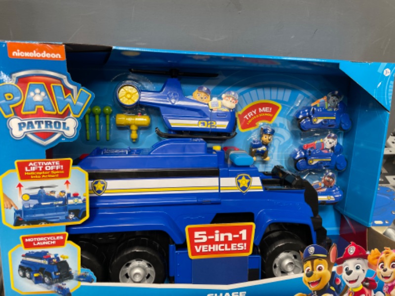 Photo 1 of **BRAND NEW**
Paw Patrol, Chase’s 5-in-1 Ultimate Cruiser with Lights and Sounds, for Kids Aged 3 and up English Only Packaging