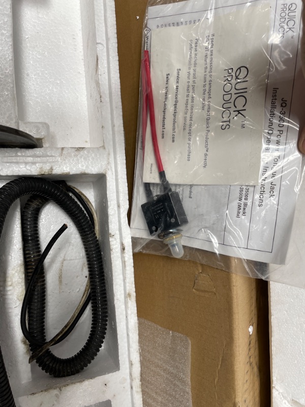 Photo 1 of **USED**
Quick Products JQ-3500B Power A-Frame Electric Tongue Jack with LED Work Light and Permanent Ground Wiring for Camper Trailer, RV - 3,650 lbs. Capacity (Higher then Standard 3,500 lbs. Jack!), Black