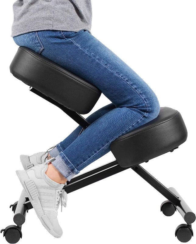 Photo 1 of Ergonomic Kneeling Chair, Adjustable Stool for Home and Office - Improve Your Posture with an Angled Seat - Thick Comfortable Moulded Foam Cushions - Brake Casters
