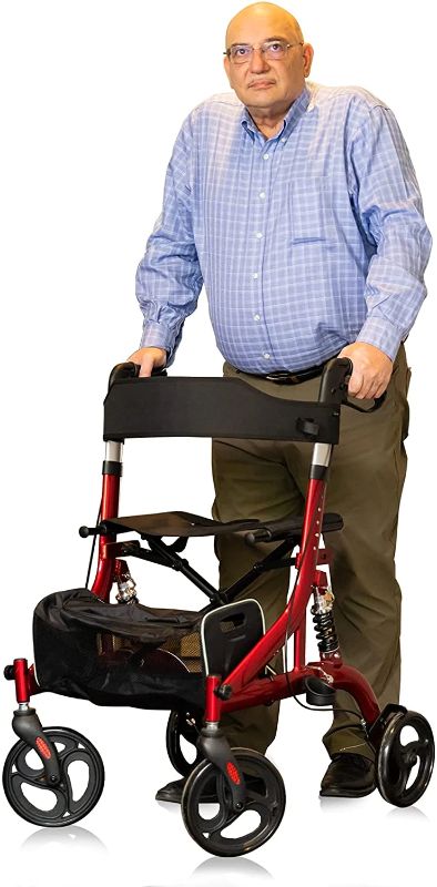 Photo 1 of (SEE NOTES) Elenker Rollator Walker Shock Absorbing Carrying Bag for Seniors Red Red & Black Rollator Walker Model KLD-9218 