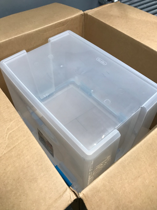 Photo 2 of **ONE ONLY**
Sterilite 80 Quart Clear Plastic Stackable Storage Container Box Bin with Air Tight Gasket Seal Latching Lid Long Term Organizing Solution,qt Plain