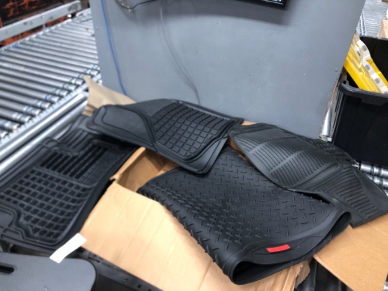 Photo 2 of Motor Trend All Weather Semi-Custom Fit Heavy Duty Rubber Floor Mats for Auto Car Truck Van SUV (2 Front, 1 Rear Liner & Trunk Cargo Mat)