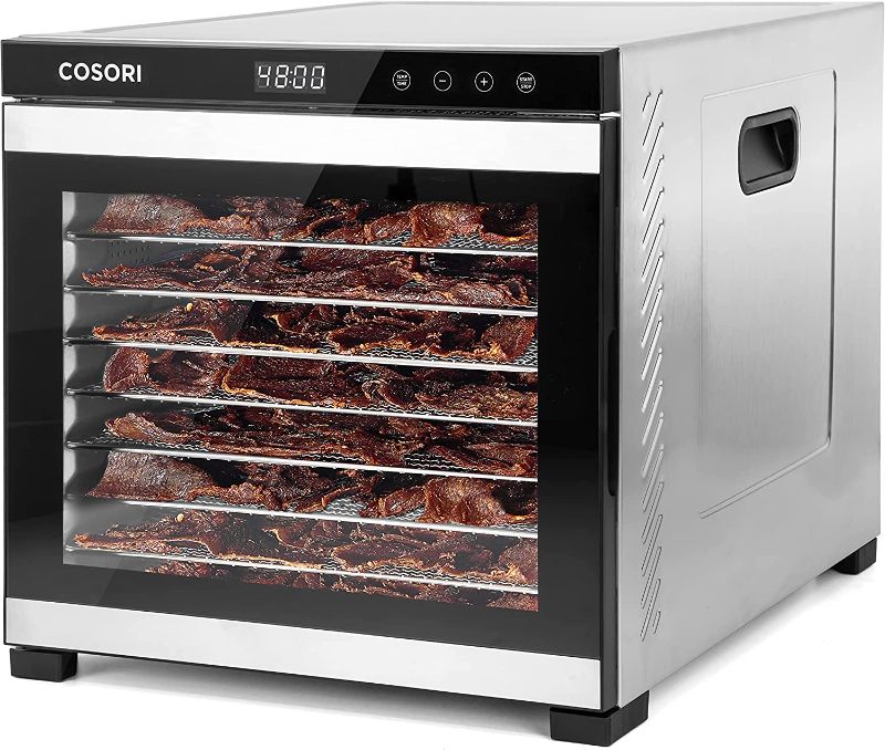 Photo 1 of **DENTED BACK LEFT CORNER***
COSORI Food Dehydrator for Jerky, with 16.2ft² Drying Space, 1000W, 10 Stainless Steel Trays Dehydrated Machine (50 Recipes) with 48H Timer and Temp Control, for Herbs, Fruit, Meat, and Yogurt,Silver
