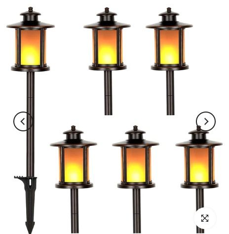 Photo 1 of 12V 1800K Torch Flame Landscape Lights, Wired LED Flickering Flames Torch Lights, Waterproof Outdoor Pathway Lights (6-PACK)
