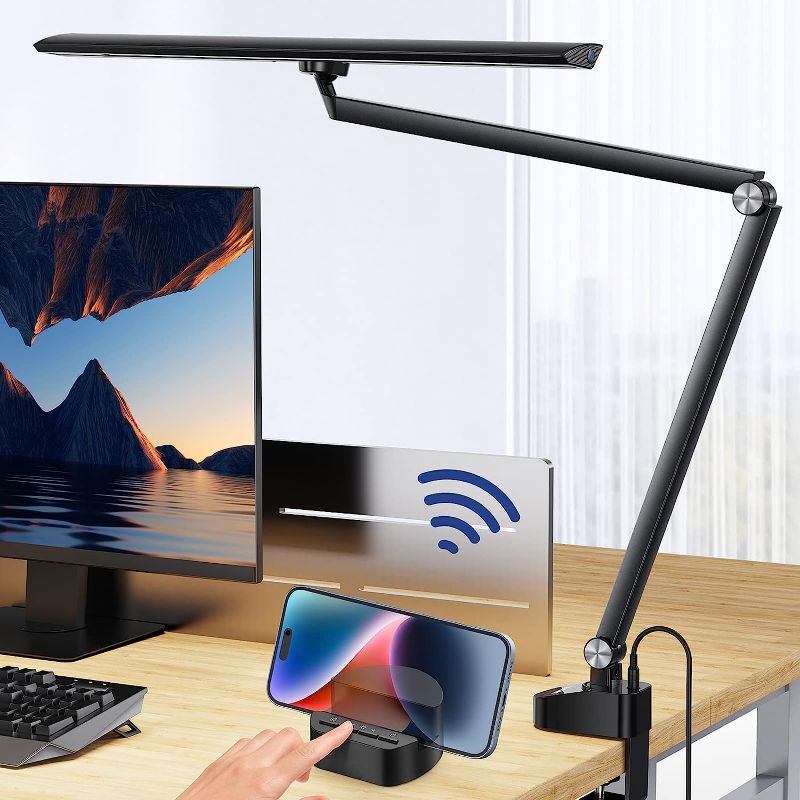 Photo 1 of Kary Desk Lamps for Home Office with Remote, Swing Arm Tall Desk Lamp, Extra Bright Led Computer Desk Light, Eyes Protected Desktop Lights with Adjustable Lighting for Task, Drafting, Work, Architect 