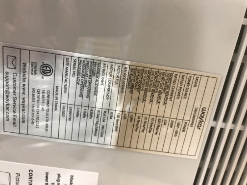 Photo 1 of *NEW* Waykar 2000 Sq. Ft Dehumidifier for Home and Basements, with Auto or Manual Drainage, 0.66 Gallon Water Tank Capacity
