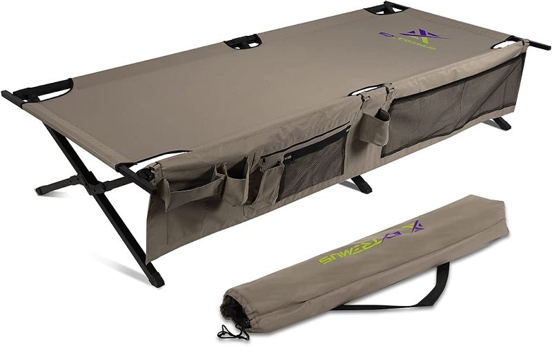 Photo 1 of **SEE NOTES**
Extremus New Komfort Camp Cot, Folding Camping Cot, Guest Bed, 300 lbs Capacity, Steel Frame, Strong 300D Polyester Surface, Includes Side Storage Organizer...
