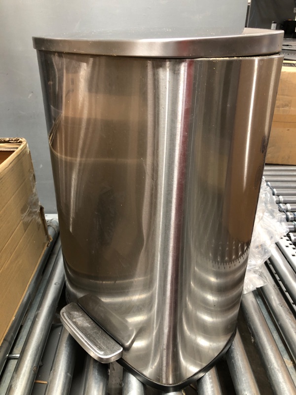 Photo 2 of *MINOR DENTS*  Design Trend 50 Liter Rectangular Stainless Steel Step Trash Can with Soft Close Lid 13 Gallon, Silver
