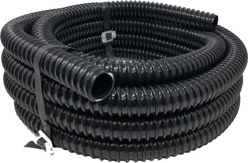 Photo 1 of 1" Dia. Corrugated Pond Tubing 1-Inch ID, 20 FT Length, Black PVC Kinkproof Strong Flex Tubing Made in USA