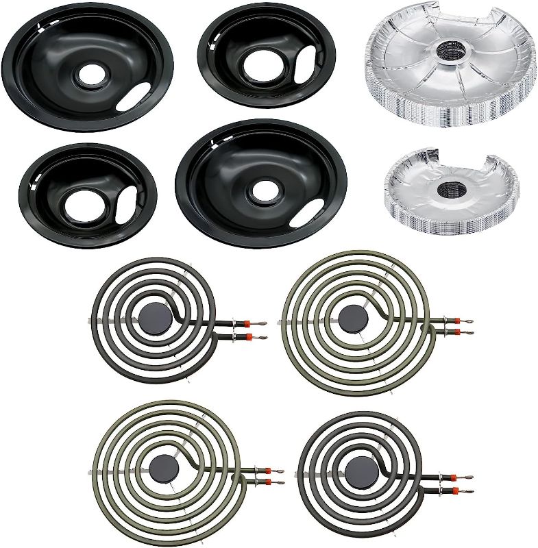 Photo 2 of  GEDrip Pan Set, MP22YA Electric Range Burner Element Unit Set and Stove Burner Covers Foil Drip Pan Liners (12 Pcs 6", 12 Pcs 8")