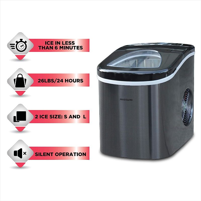 Photo 1 of Frigidaire 26 Lbs per day Portable Compact Maker, Ice Making Machine, Black Stainless
