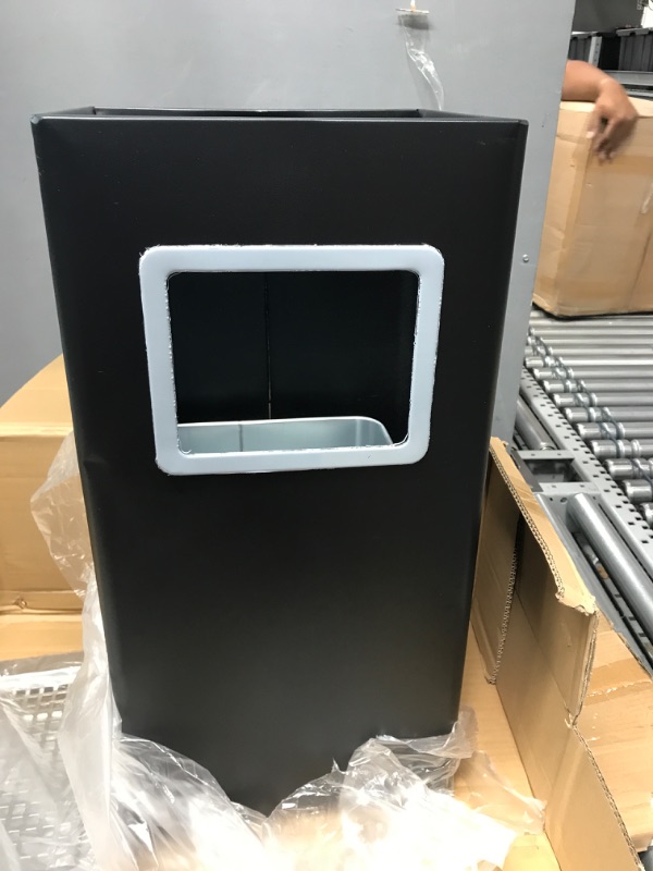 Photo 1 of BEAMNOVA Trash Can Indoor Outdoor Black Stainless Steel Commercial Garbage Can Industrial Garbage Enclosure Inside Cabinet with Lid Waste Container, Black, 31*25*61 cm / 12.2*9.8*24 in Black 12.2*9.8*24 in / 31*25*61 cm