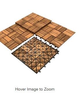 Photo 1 of 12 in. x 12 in. Acacia Wood Interlocking Flooring Deck Tile Checker Pattern Brown 18 Slats (10-Pack)
