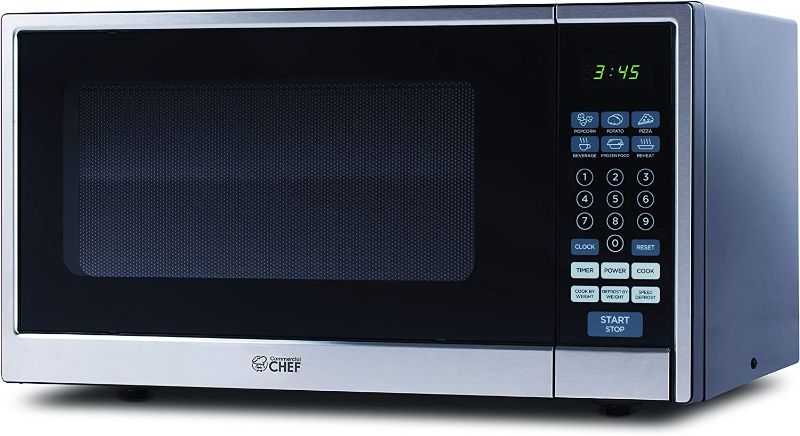 Photo 1 of Commercial Chef Countertop Microwave, 1.1 Cubic Feet, Black With Stainless Steel Trim