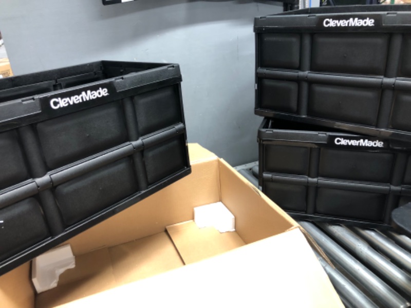 Photo 2 of ***LIDS ARE NOT INCLUDED**

CleverMade 62L Collapsible Storage Bins with Lids - Folding Plastic Stackable Utility Crates, Solid Wall 3 Pack, Charcoal & Duck Brand Bubble Wrap Roll, 12 x 175', Perforated Every 12 (286891)