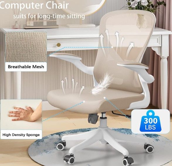 Photo 1 of SICHY AGE Ergonomic Office Chair Home Desk Office Chair with Flip-Armrest & Cushion for Lumbar Support, Mid Back Computer Chair with Thickened Cushion...
