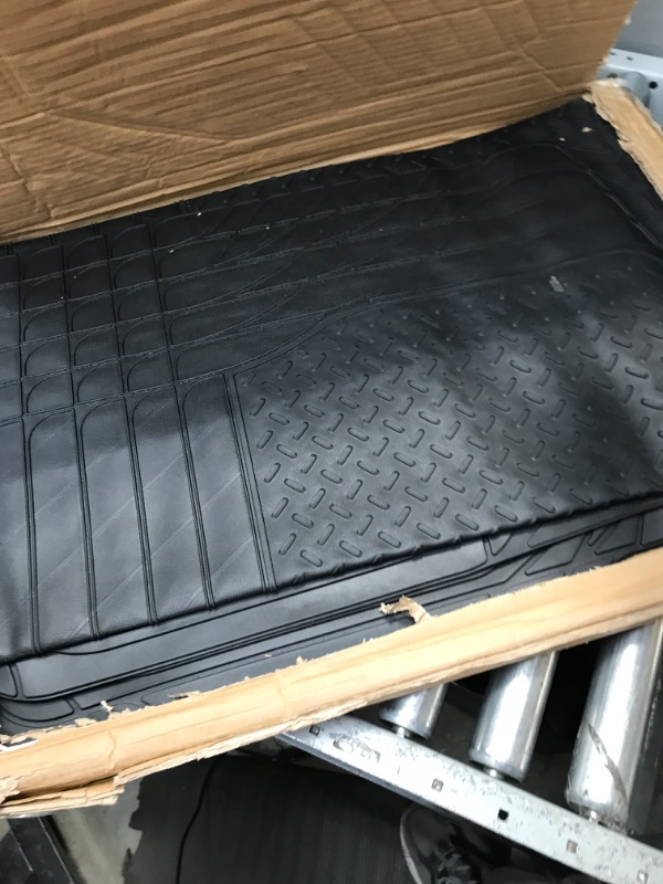 Photo 2 of Amazon Basics 4-Piece All-Weather Protection Heavy Duty Rubber Floor Mats Set with Cargo Liner for Cars, SUVs, and Trucks?Black,Universal Trim to Fit Black Thick Heavy Duty Rubber 4-Piece