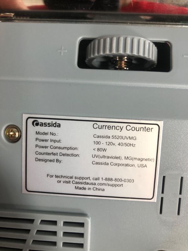 Photo 3 of Cassida 5520 UV/MG - USA Money Counter with ValuCount, UV/MG/IR Counterfeit Detection, Add and Batch Modes - Large LCD Display & Fast Counting Speed 1,300 Notes/Minute UV/MG Counterfeit Detection Detection