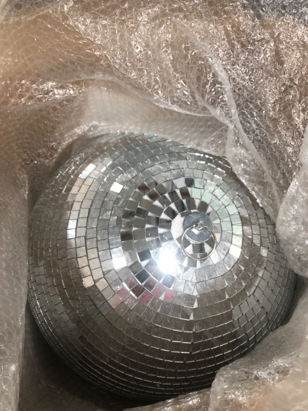 Photo 2 of 16 Inch Large Disco Ball Decorations, 70's 80's 90's Silver Rotating Glass Mirror Ball with Hanging Ring, for Bar DJ Club Stage Lighting Holiday Christmas Party Birthday Wedding Home Business Events…