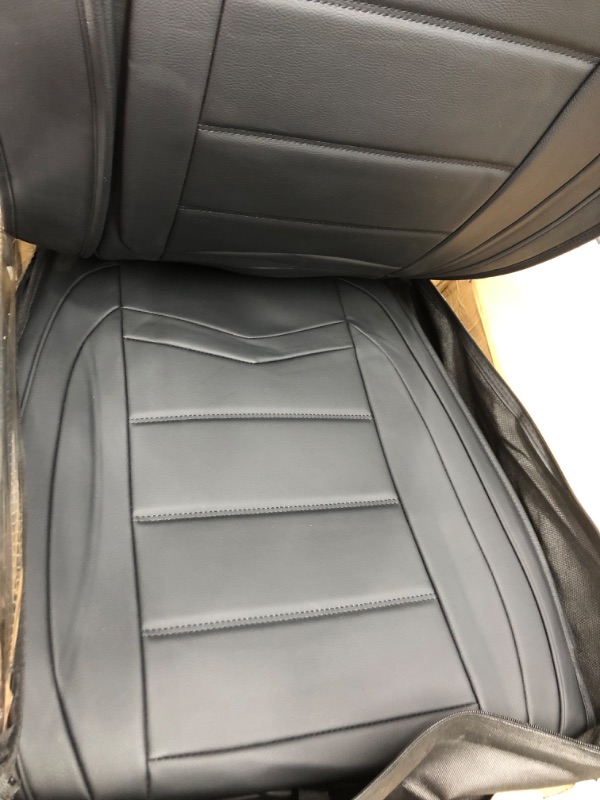 Photo 3 of Coverado Front Car Seat Covers 2PCS, Waterproof Faux Leather Bucket Seat Covers Protective Seat Cushion Cover for Pickup Truck Compatible with 2015-2023 Ford F150 F250 F350 F450(Black) Black FrontPair