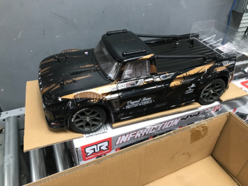 Photo 5 of ARRMA RC Truck 1/8 Infraction 4X4 3S BLX 4WD All-Road Street Bash Resto-Mod Truck RTR (Batteries and Charger Not Included), Gold, ARA4315V3T1