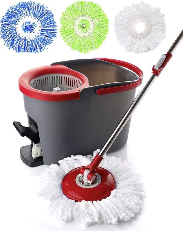 Photo 1 of *MISSING MOP*  Simpli-Magic 79349 Spin Mop Kit with One Mop Head Included,16 x 11 x 11 inches, Red/Black

