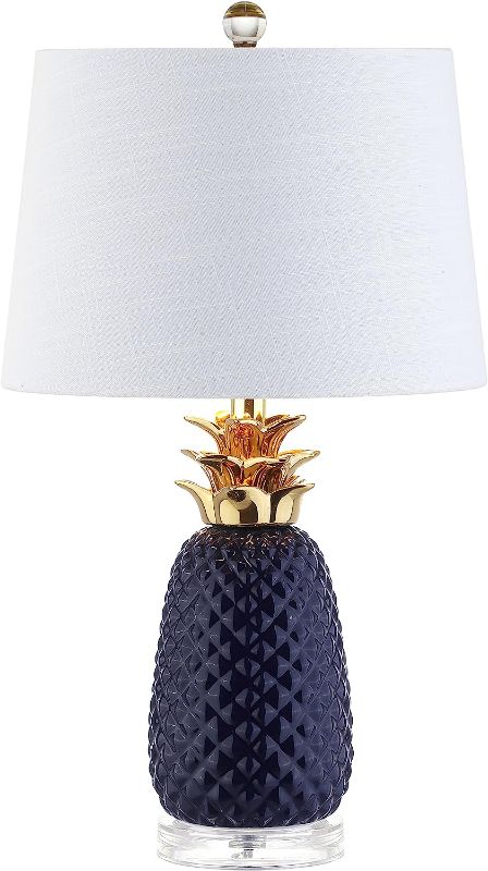 Photo 1 of *TOP PART BENT*  JONATHAN Y JYL4019A Pineapple 23" Ceramic LED Table Lamp Contemporary Transitional Bedside Desk Nightstand Lamp for Bedroom Living Room Office College Bookcase LED Bulb Included, Navy/Gold