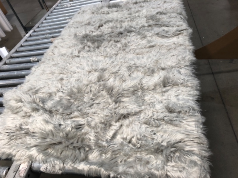 Photo 2 of 3' x 5' Faux Sheepskin Rug Grey