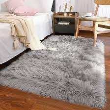 Photo 1 of 3' x 5' Faux Sheepskin Rug Grey