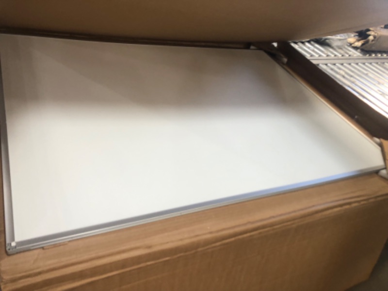 Photo 2 of DENTED FRAME**Mead Whiteboard, White Board, Dry Erase Board, 4' x 3', Silver Aluminum Frame (85357)