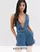 Photo 1 of  Petite denim plunge neck playsuit with belt and strappy back size large 