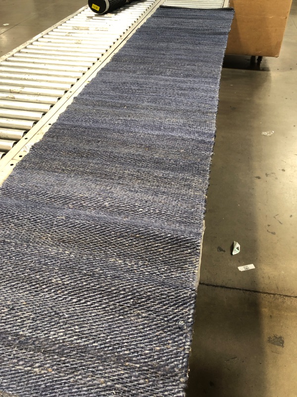 Photo 2 of 2' X 10' BLUE JUTE RUNNER RUG(UNKNOWN BRAND)