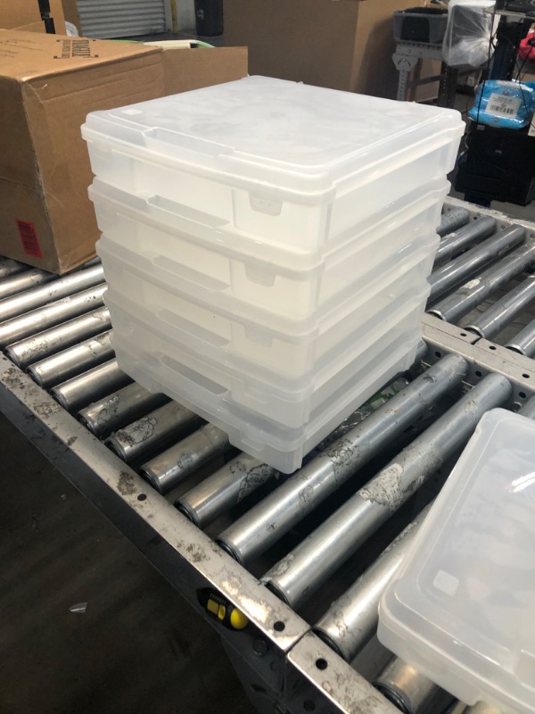 Photo 1 of IrisClassroom Craft Project Box – Stacking Plastic Organizer Fits 12x12 Scrapbooking Paper, Clear, 6-Pack (63209U05C)